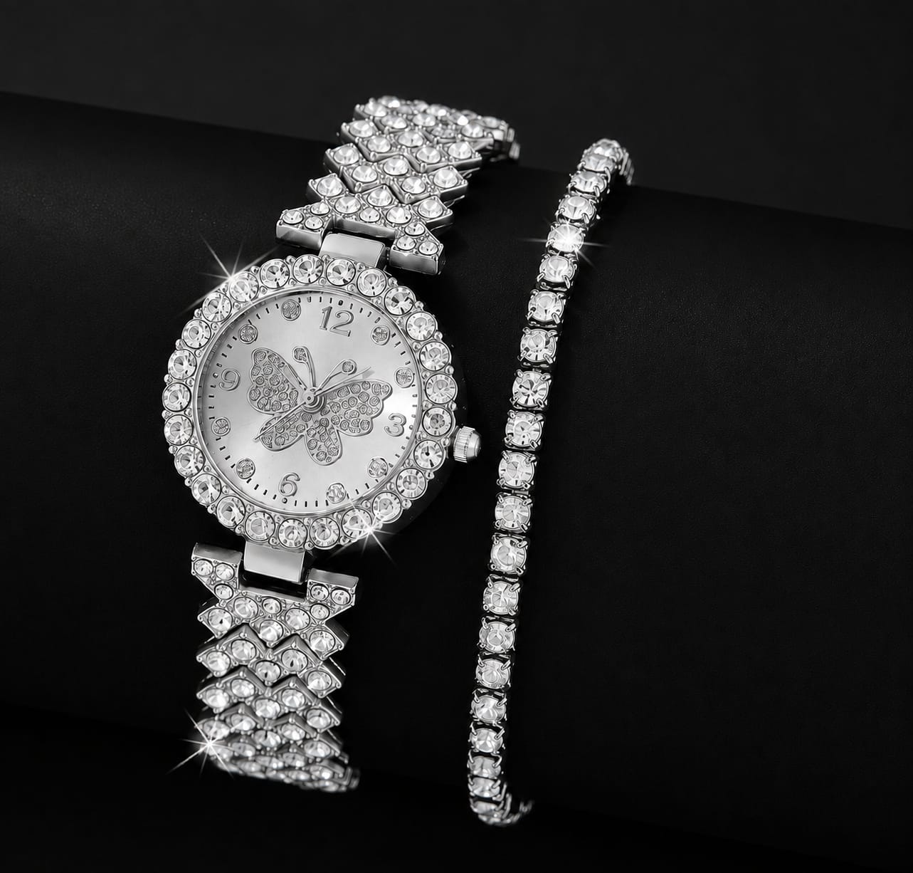 Women’s Butterfly Quartz Watch & Bracelet Set