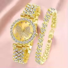 Luxury Butterfly Rhinestone Watch Set