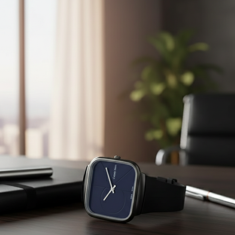 Calvin Klein Men’s Square Dial Watch – Elegant Modern Stainless Steel Wristwatch for Everyday & Formal Wear