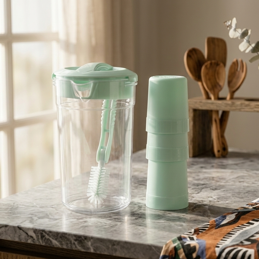 Premium 2.8L Water Jug & 6 Glasses Set – Unbreakable Plastic (Random Color)