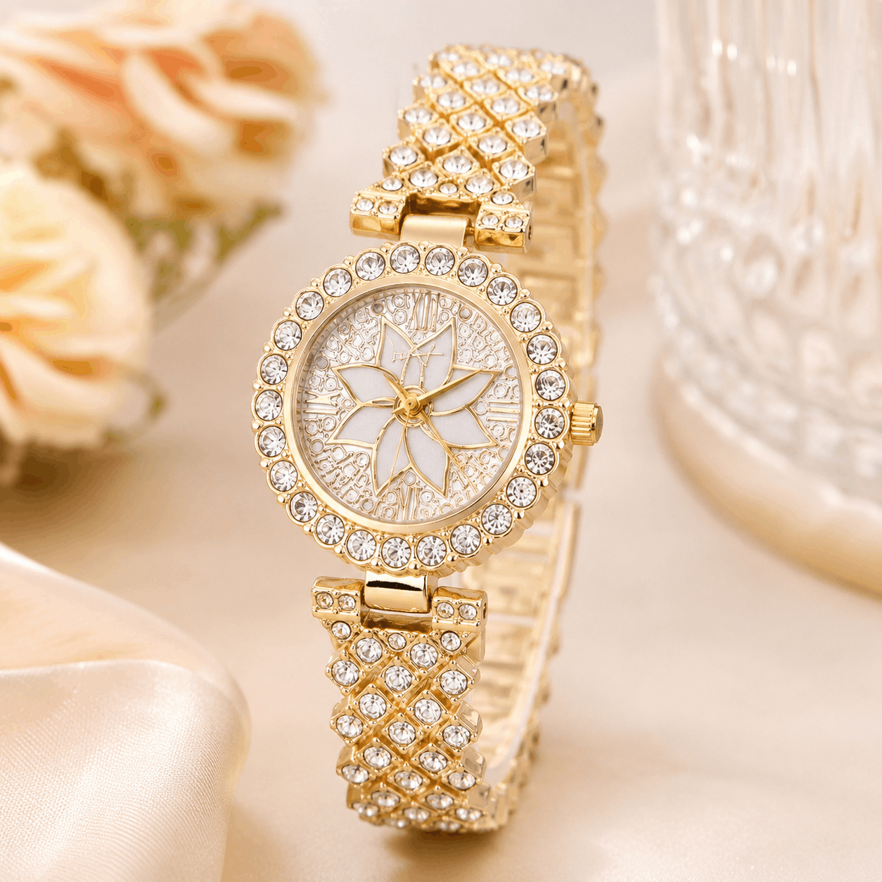 Women’s Luxury Floral Crystal Quartz Watch