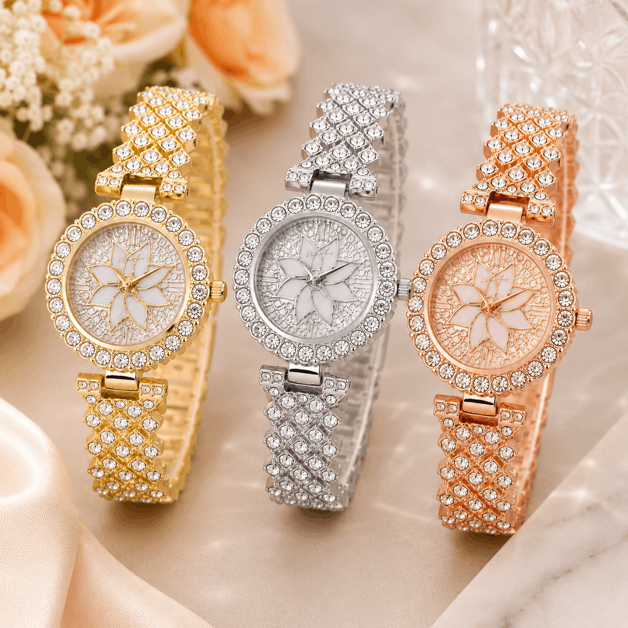 Women’s Luxury Floral Crystal Quartz Watch