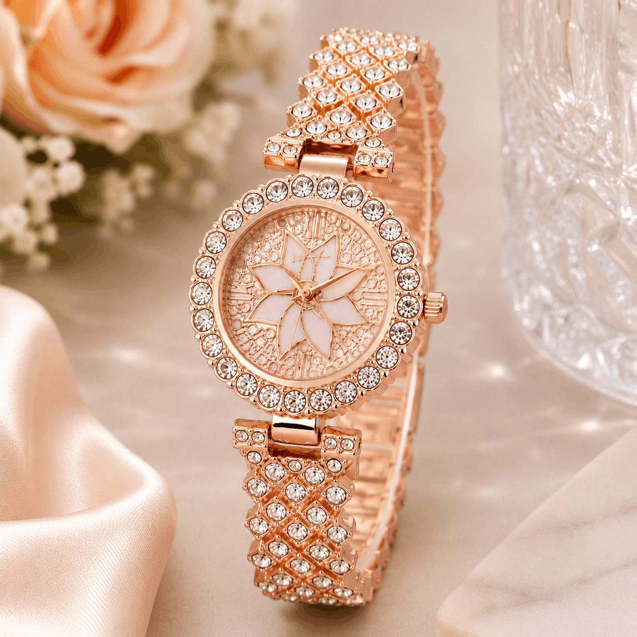 Women’s Luxury Floral Crystal Quartz Watch