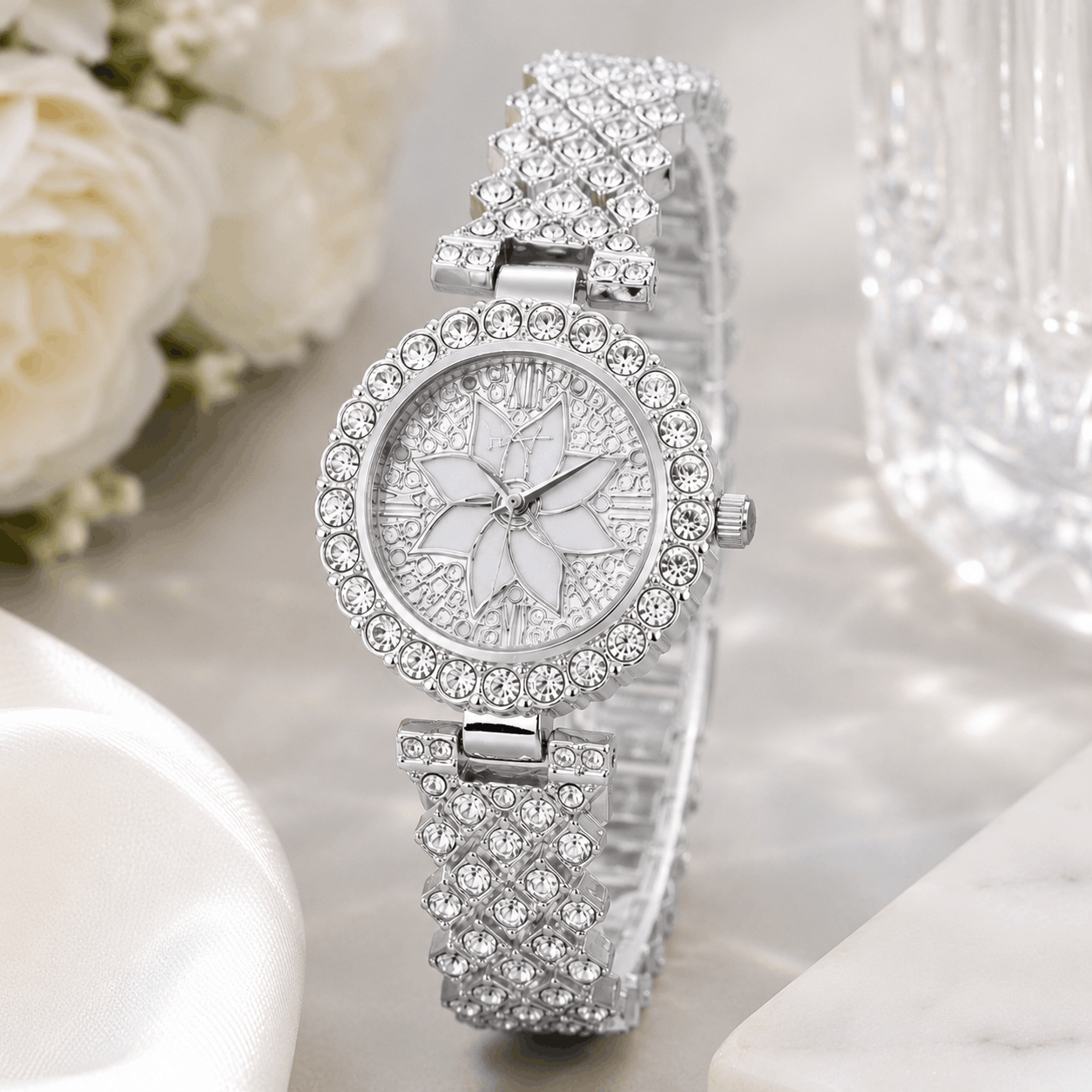 Women’s Luxury Floral Crystal Quartz Watch