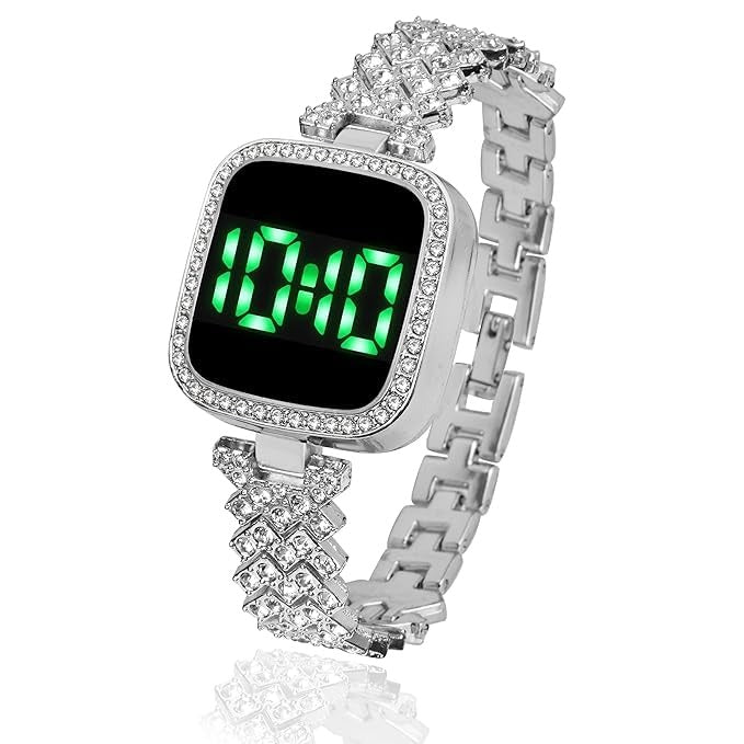 Girls’ Diamond Touch Screen LED Watch – Stylish Square Dial