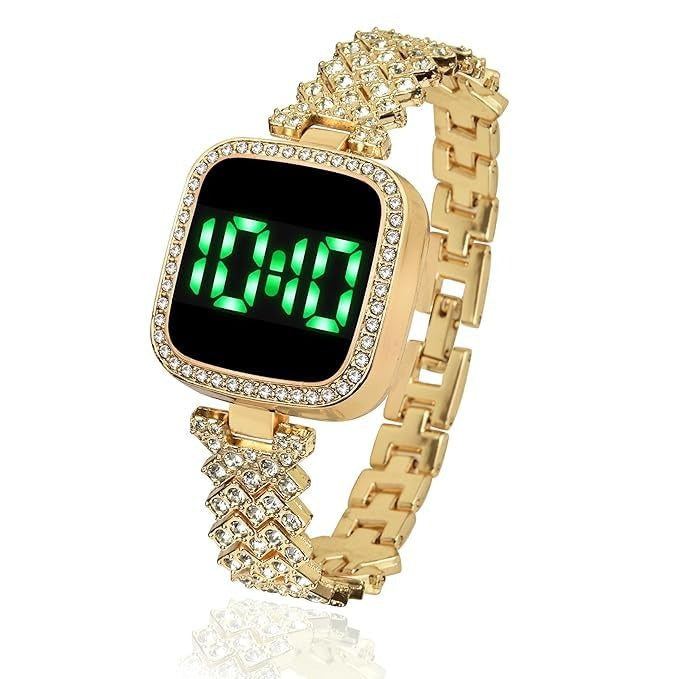 Girls’ Diamond Touch Screen LED Watch – Stylish Square Dial