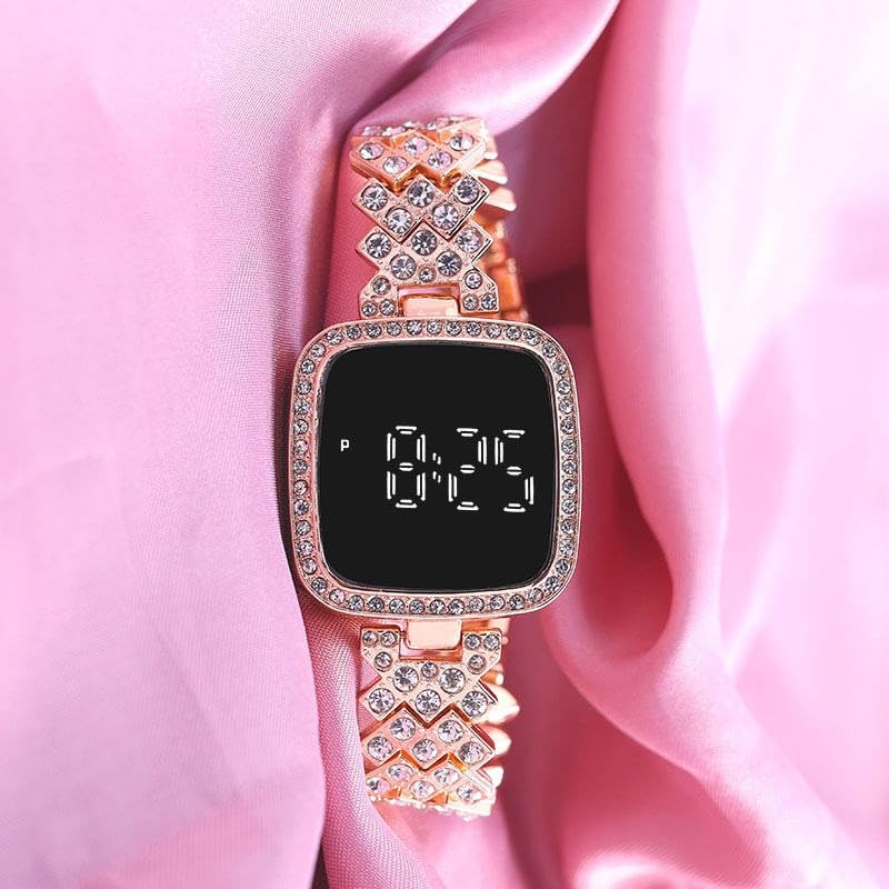 Girls’ Diamond Touch Screen LED Watch – Stylish Square Dial