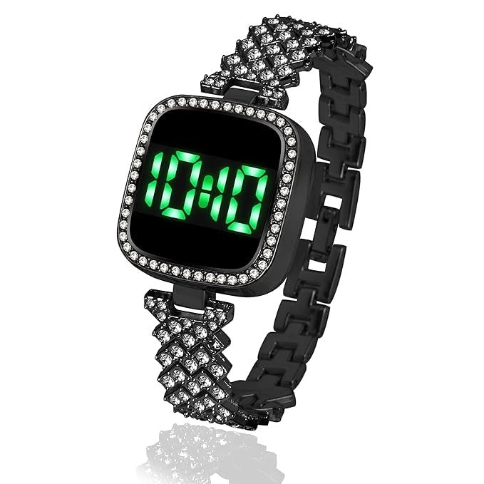 Girls’ Diamond Touch Screen LED Watch – Stylish Square Dial