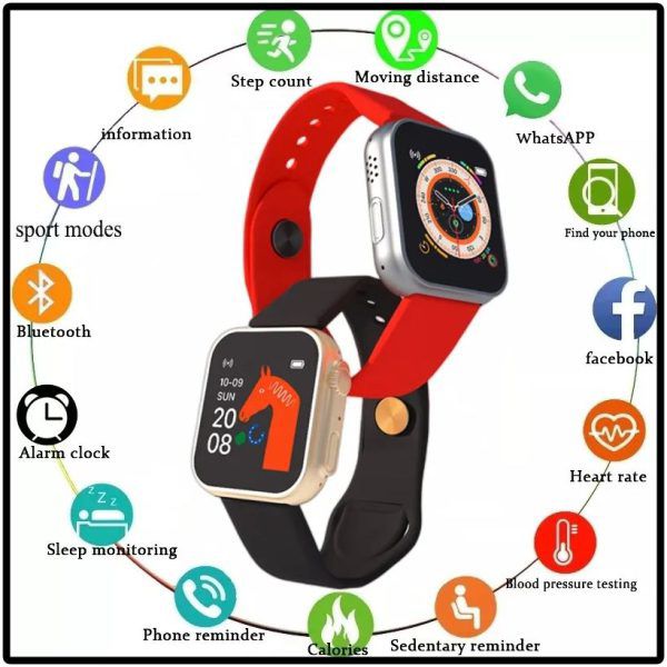 D20 Ultra Fitness Bluetooth Smartwatch with Heart Rate & Blood Pressure Monitoring