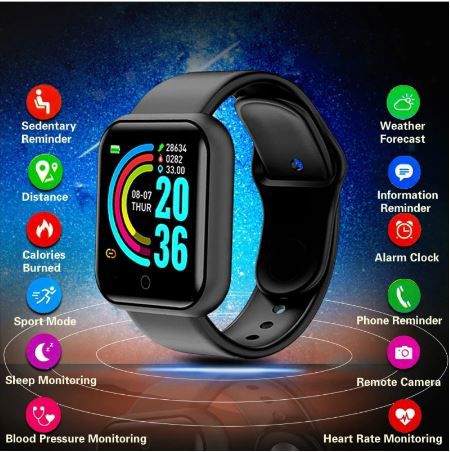 D20 Ultra Fitness Bluetooth Smartwatch with Heart Rate & Blood Pressure Monitoring