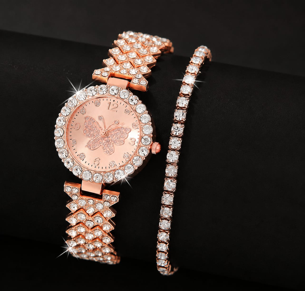 Women’s Butterfly Quartz Watch & Bracelet Set