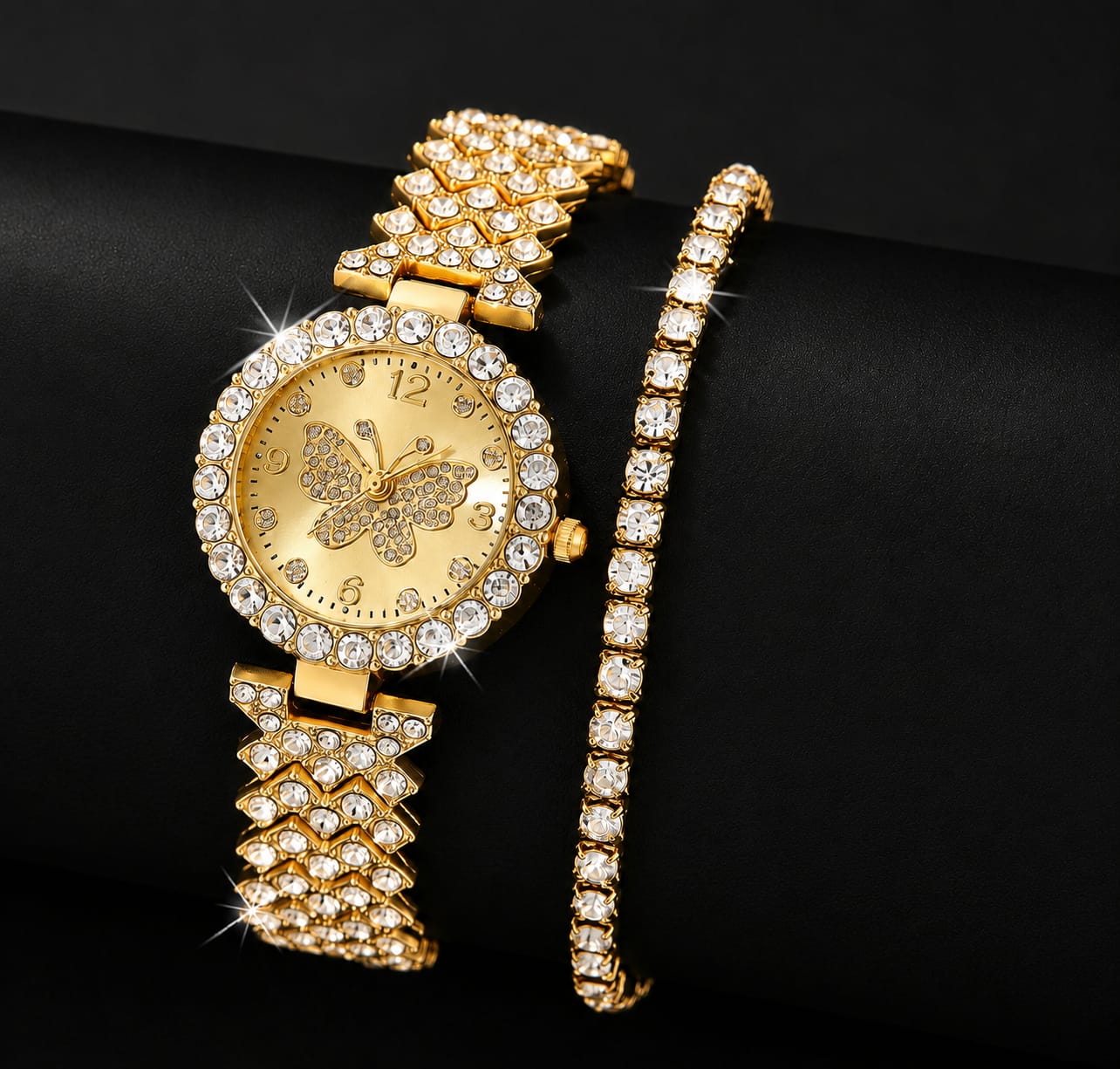 Women’s Butterfly Quartz Watch & Bracelet Set